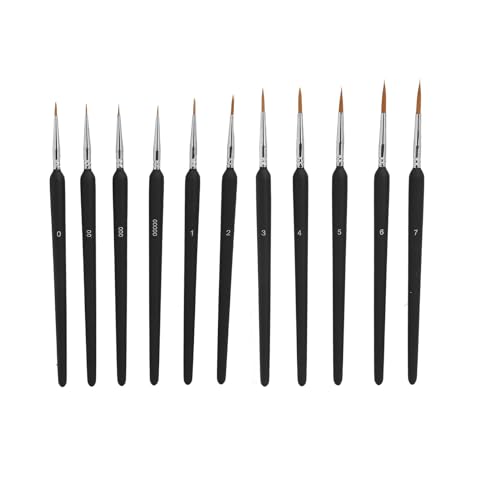 Natudeco 11pcs Detail Paint Brushes Set Soft Texture Thin Tip Fine Paint Brushes Wooden Miniature Brushes for Detailing Art Painting