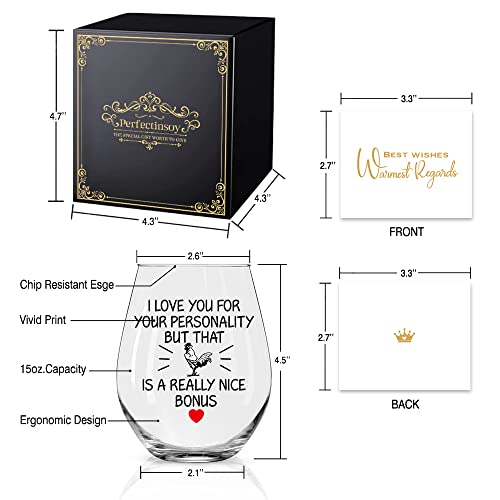 Perfectinsoy I Love You For Your Personality Wine Glass With Gift Box, Funny Birthday Gifts For Wife Husband, Girlfriend, Boyfriend Couple, Happy Anniversary Valentines Day Gifts #TOP1