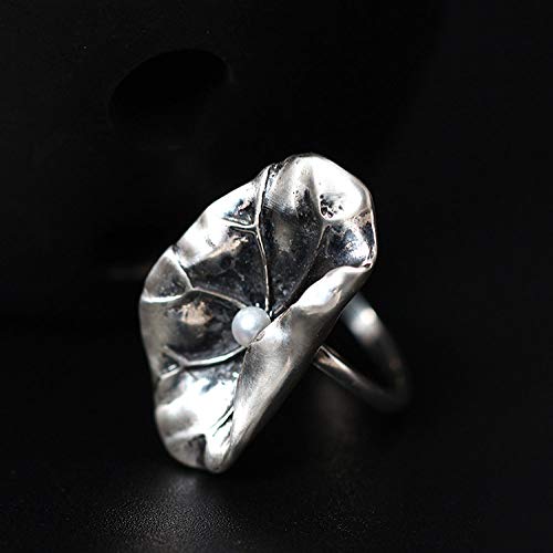 Bague ouverte pour les femmes en perle d'eau douce, anneau rétro réglable style ethnique