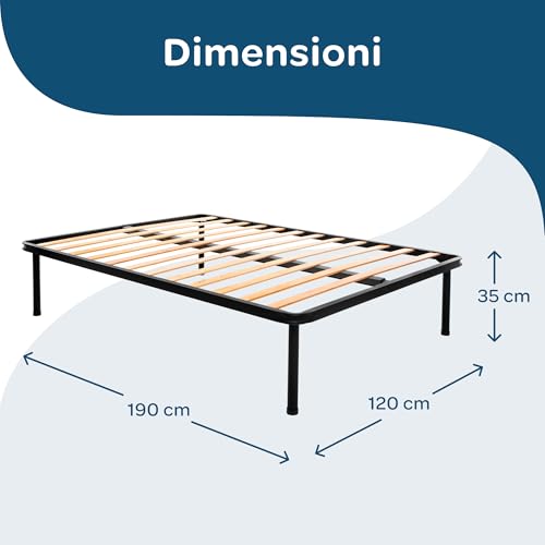 DOLCI SOGNI Letto una Piazza e Mezza con Materasso 120X190 Alto 14 cm, Set Rete e Materasso una Piazza e Mezza 100% Made in Italy, Rete a Doghe in Legno con Struttura Letto 120x190, Cuscino Incluso - 4