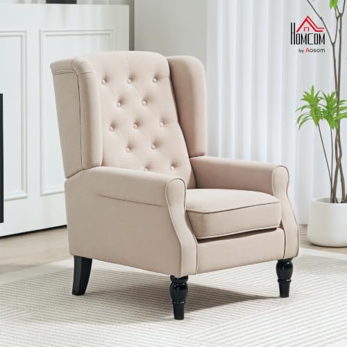 Image of HOMCOM Comfy Accent Chair for Living Room, Wingback Armchair, Beige