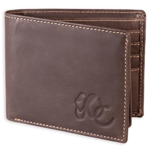 Wallet for Men-Genuine Leather RFID Blocking Bifold Stylish Wallet With 2 ID Windows (Black)