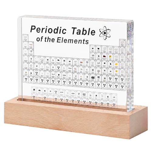 Tabela Periodica, Tabela Periódica com Elementos Reais Dentro, Exibição de Tabela Periódica Acrílica