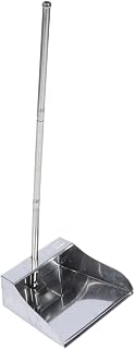 Homoyoyo Dustpan Stainless Steel Stand up Dust Pan Heavy Duty Dustpan with Long Handle Metal Dust Pan Home Lobby Shovel