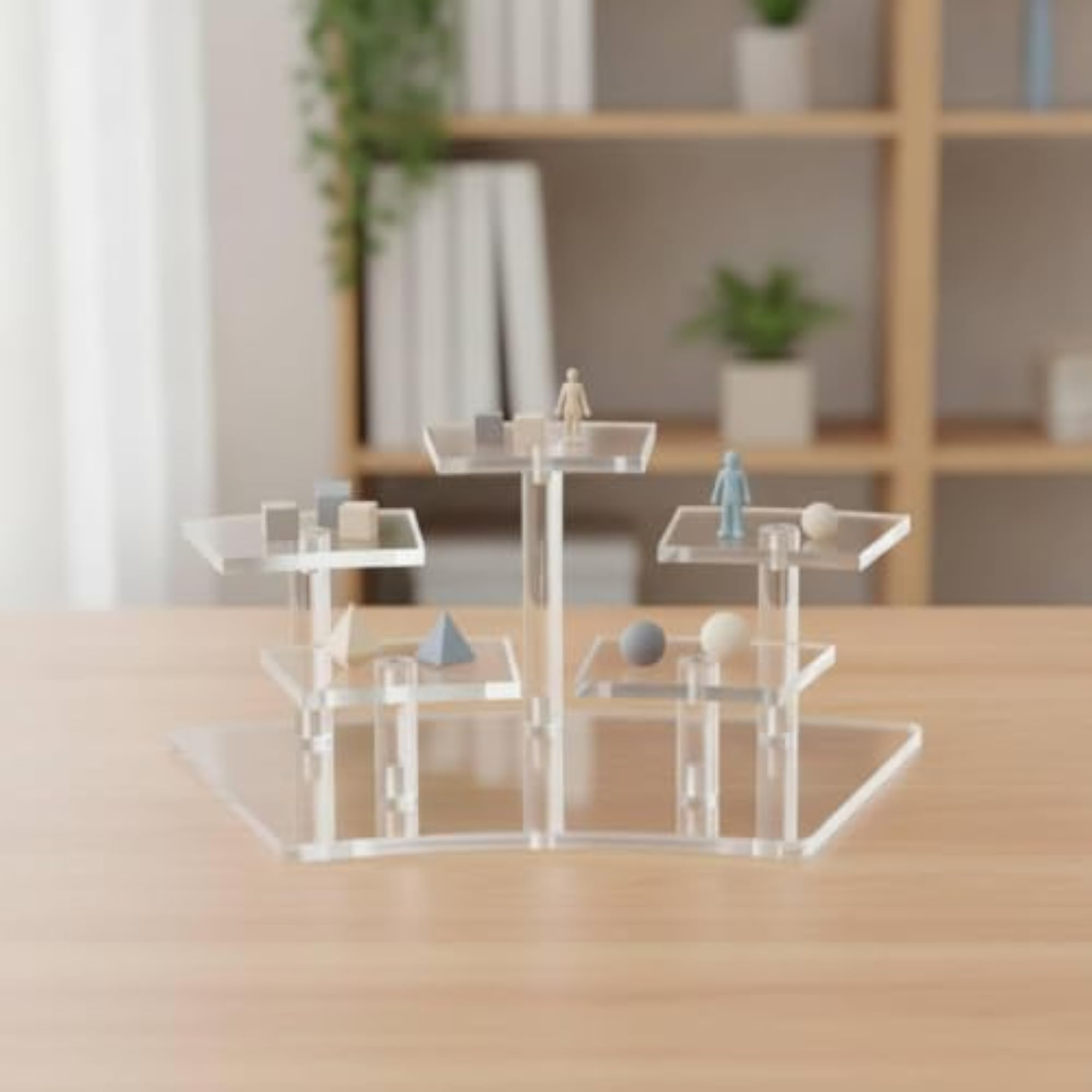Acrylic Curved Display Rack Tabletop Figurine Organizer