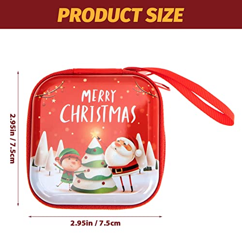 Soimiss Christmas Decor 3Pcs Christmas Coin Purse With Zippers Mini Square Santa Snowman Money Coin Holder Mini Wallet Candy Pouches Xmas Tree Ornaments (Style 1) Christmas Tree Storage Bag #TOP1