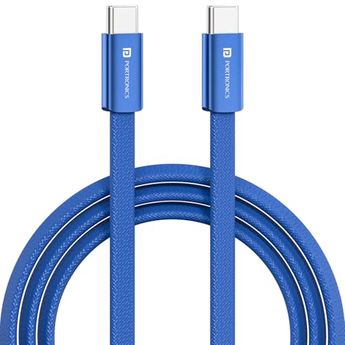 Image of Portronics Flatro 60W Flat Design fast Charging Type C Cable, Strong Nylon Braided, Data Sync, Tangle Free Flat Design, Durable Aluminium Connector, Compatible With Type C Devices(Blue)