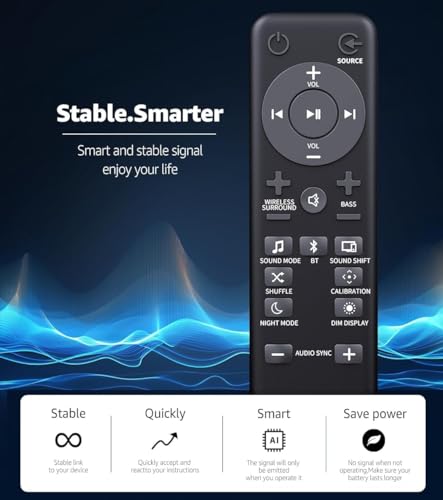Image of ZIEVA Compatible with Audio Speaker Remote Control Applicable for Soundbar Bar 3.1 Bar 5.1 Bar 2.1 Sound Bar Speaker System (Your Old Remote Must be Exactly Same) - HOT 87