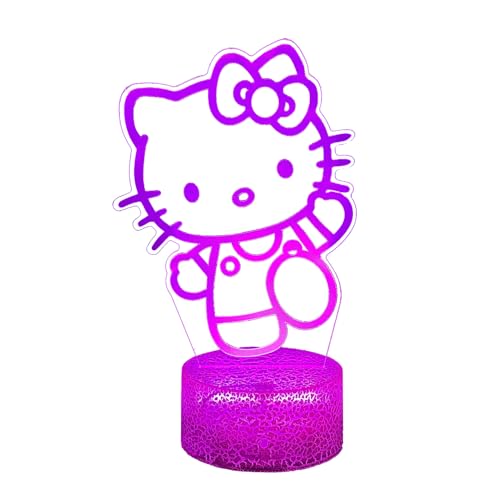 LOUHH Lampe Kitty, Mignon Kitty Decor Lampe - 3D 16 Couleurs Intelligent TéLéCommande Veilleuse, Kitty Cadeaux Pour Les Filles, Cadeaux D'Anniversaire Pour...