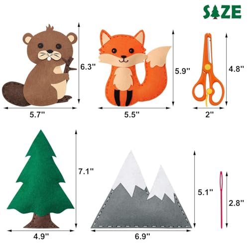 image for CiyvoLyeen Woodland Animals Craft Kit Kids DIY Crafting and Sewing Set