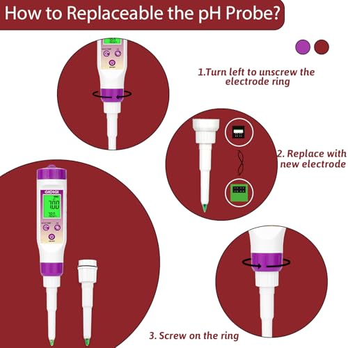 Image of Food pH Meter Replacement Probe 2 in 1 pH Temperature Tester Spear Tip pH Sensor Easily Penetrate Solid and Semi-Solid Samples, Also Suitable for Water