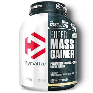 Dymatize Super Mass Gainer Gourmet Vanilla 2943g – Polvo Para Ganar Peso + Carbohidratos, Creapure Creatina, BCAA y Caseína