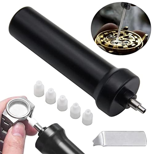 FUYGRCJ- Watch Repair Tool Watch Glass Pressure Pump Watch Glass Front Cover Open Air Pump Watch Pressure Crystal Removing Pump with 5 Replacement Heads 1 Metal Watch Remover