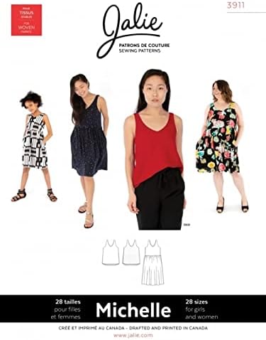 Jalie Sewing Pattern 3911 Tops, Dresses 28 Sizes