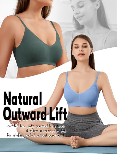 Image of Livona Lace Bralette for Women - Comfort Sports Bra Wireless Padded Bralette with Support Workout Tops Cami Crop S-XXL