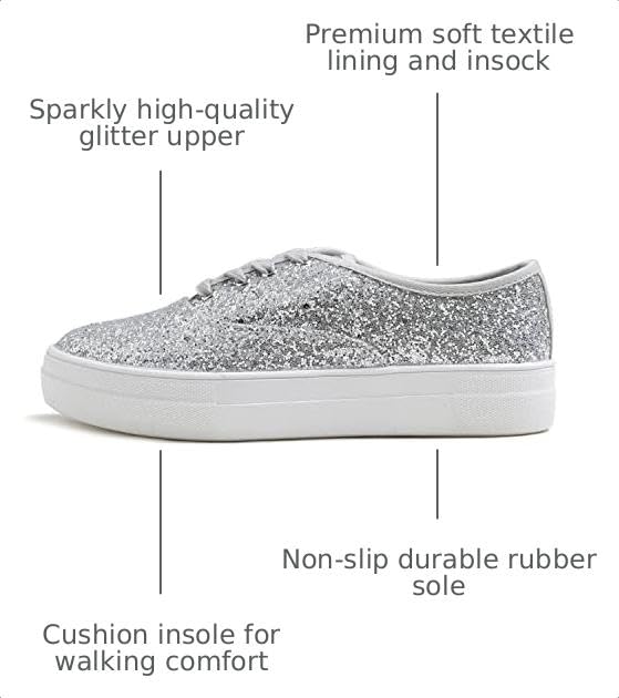 Image of FEVERSOLE Women's Fashion Dress Sneakers Party Bling Casual Flats Embellished Shoes