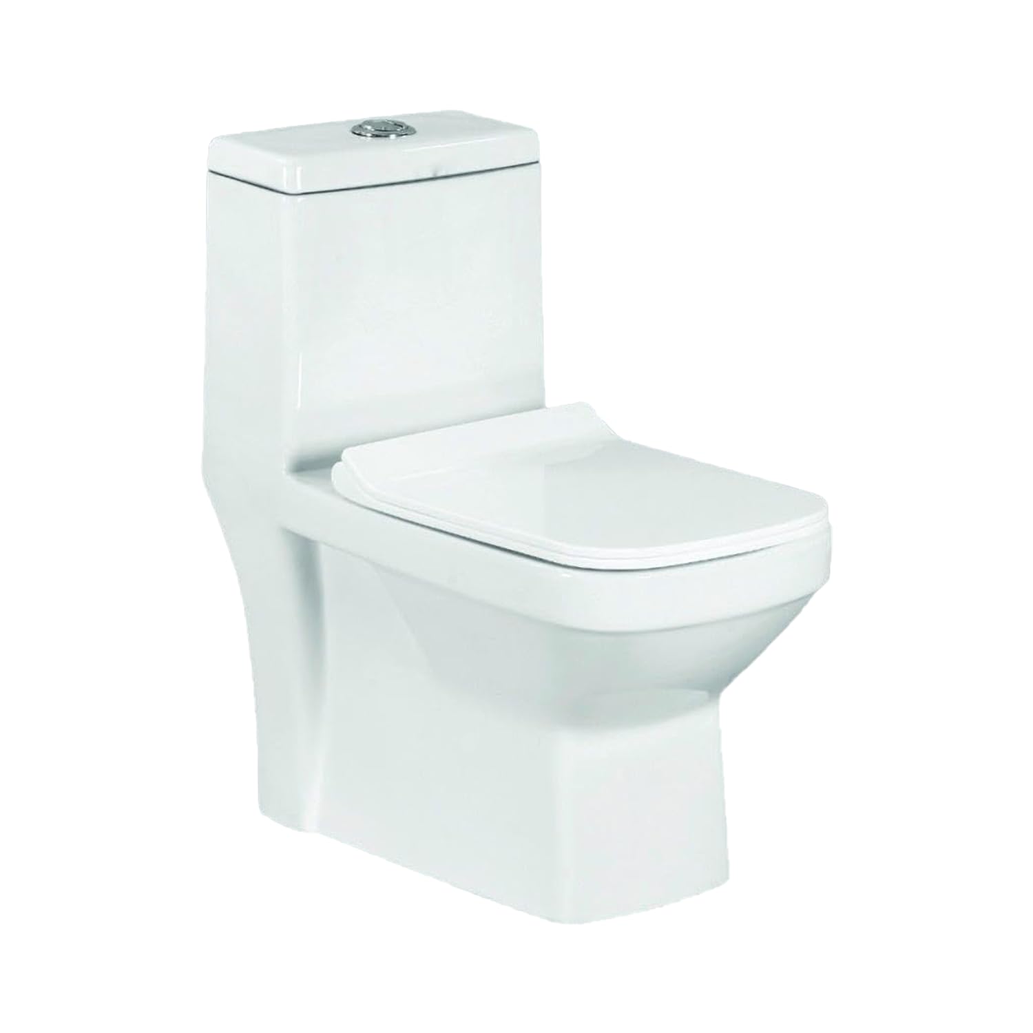 BonKaso Premium Western Floor Mounted Ceramic One Piece Commode (White)| S Trap European Toilet with Soft Close Seat | Square Design Water Closet for Bathroom/Lavatory | Siphonic Vacuum Flush System-image-41