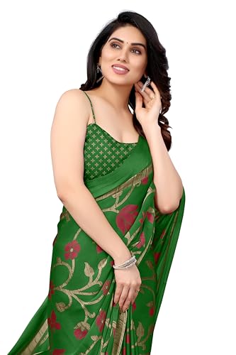 Image of MIRCHI FASHION Saree for Woman Chiffon Floral Printed | Lightweight Daily Wear Women's Sari with Unstitched Blouse Piece (Available in 20 Colors)