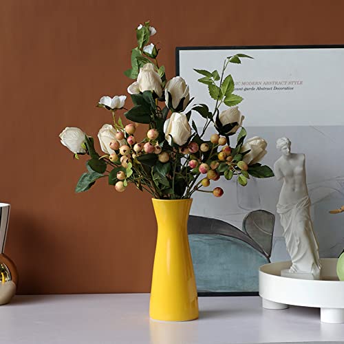 Alapaste Yellow Ceramic Vase For Flowers,Modern Boho Home Decor Style Flower Vase,Spring Home Decoration Vase,Elegant Decorative Vases For Dried Flowers Or Dining Table Centerpieces #TOP1