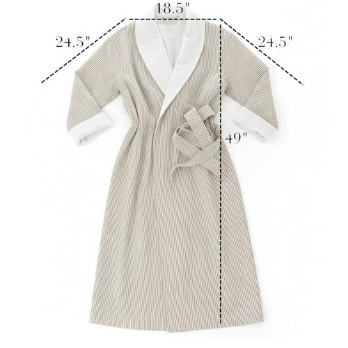 Image of Telegraph Hill Double Layer Seersucker Robe - Unisex - Taupe - Small | Double-Layer Seersucker, Unisex Fit, For Sauna, Gym & Home