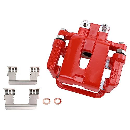 Image of TRQ Rear Brake Caliper Set Painted Red Brackets Compatible with 2005-2016 Chrysler 300 2005-2016 Dodge Magnum Challenger Charger