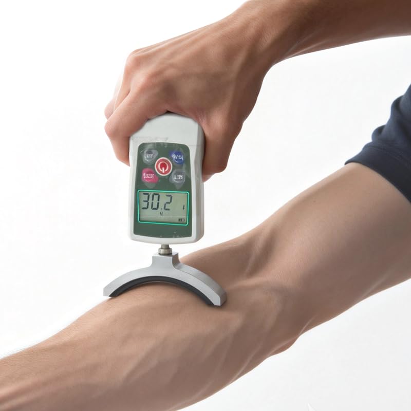 Dinamómetro de mano para medir fuerza muscular, precisión ±1 %, carga máxima 500 N / 50 kg / 110 lb, división de carga 0.1 N / 0.01 kg / 0.01 lb, función de apagado automático miniatura 1