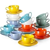 Kaffeeservice porzellan, LOVECASA SWEET 24-teilige Kaffeetassen mit Untertassen, Cappuccino Tassen für 12 Personen, 230 ml