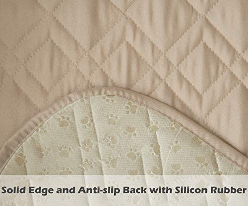 Ameritex Sofabezug, wendbar, gesteppt, Möbelschutz, ideale Sofabezüge für Haustiere und Kinder, wasserabweisend, hält Ihre Couch Flecken, Schmutz und Kratzer, Gummi Textil Polyester, beige, 68 Inches