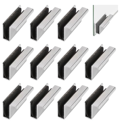 Image of 12Pcs Glass Finger Edge Pull Cabinet Finger Pull Handle Glass Door Clips Cabinet Latch Clamp Concealed Handle for Display Glasscase Door (Silver)