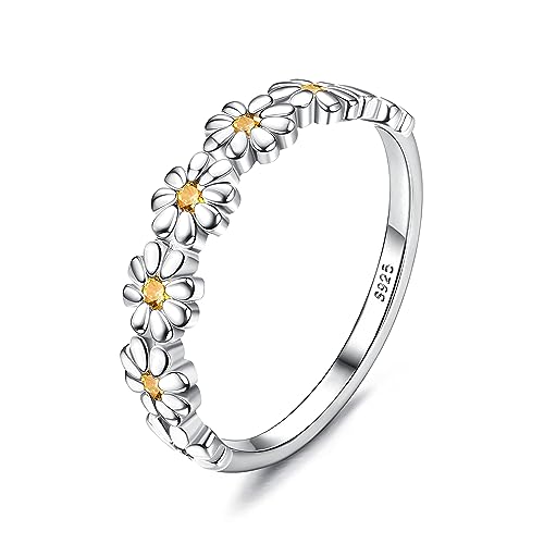 milacolato 925 sterling silver ring 18k gold plated daisy flower ring paved with coloful cubic zirconia high polished comfort fit sunflower stacking statement wedding band ring for women