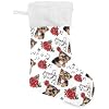 Yorkshire Terrier Dogs Music Staff Rose Large Christmas Stockings 17.7 Inch with White Soft Plush Cuff for Fireplace Home Party Parties Decoration Hanging Sock 1 Pack