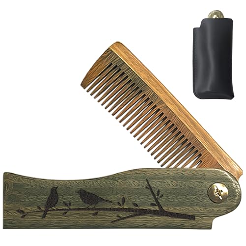 CHGCRAFT Bird Folding Wooden Comb Foldable Flower Branches Beard Comb