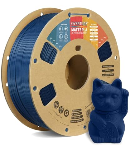 Image of OVERTURE PLA Matte Filament 1.75mm, Matte PLA Roll 1kg Cardboard Spool (2.2lbs), Dimensional Accuracy + /- 0.03 mm, Fit Most FDM Printer (Matte Navy Blue)