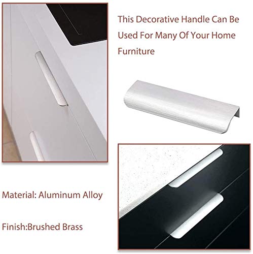 Image of Goldenwarm 50 Pack Brushed Nickel Cabinet Pulls 5 Inch Finger Pulls for Cabinets Edge Pulls Silver Kitchen Hardware for Dresser Drawers,Aluminum Alloy