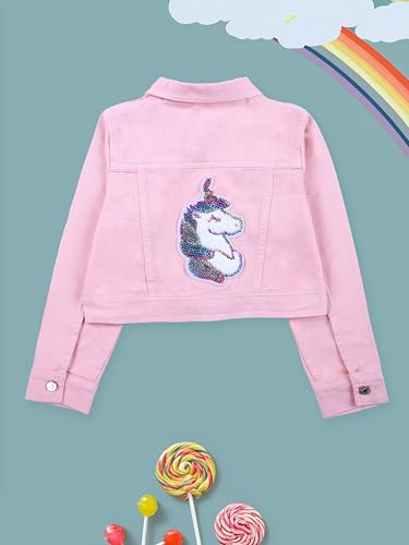 Image of Girls Full Sleeve Solid Crop Denim Jacket
