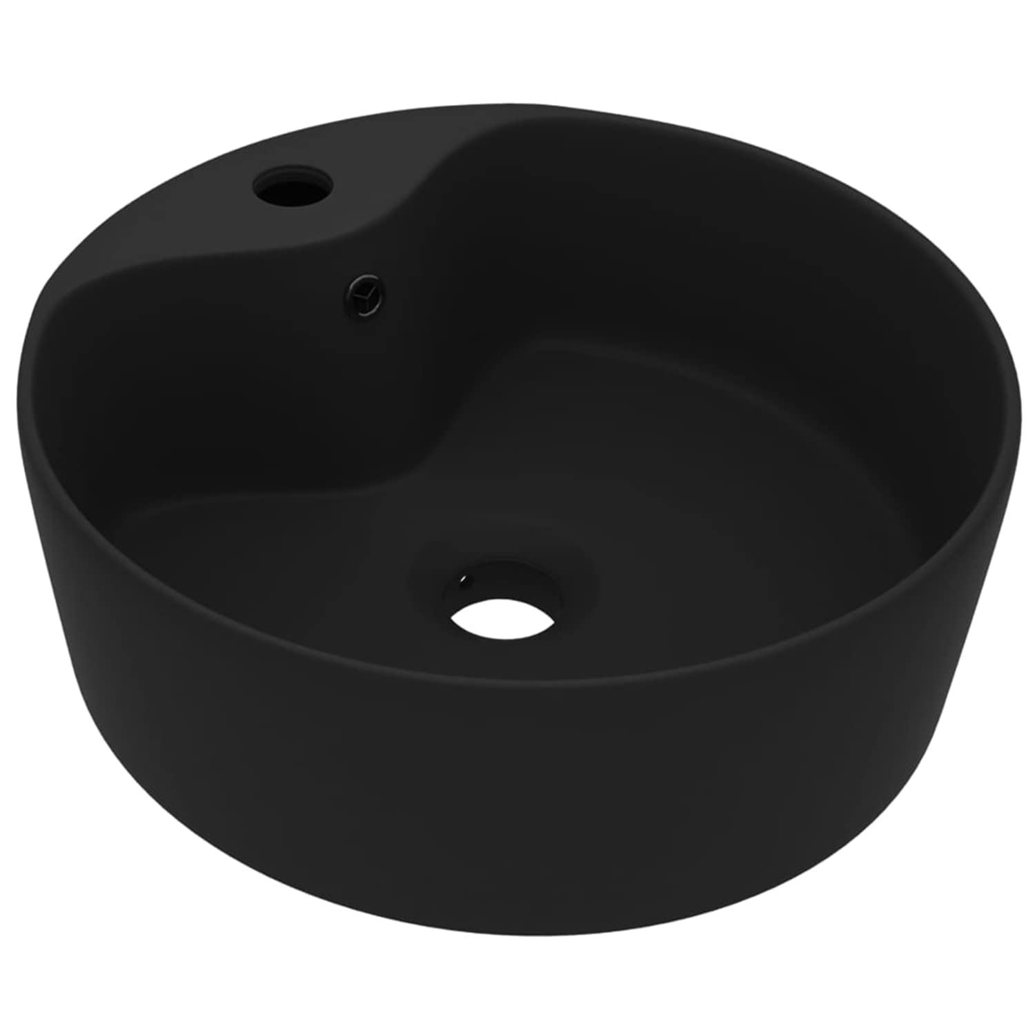 Neaylfe 14 Inch Vessel Sink for Bathroom, Round Bathroom Sinks Above Counter, Ceramic Porcelain