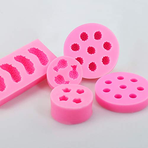 5Pcs Fruit Shaped Jelly Molds, 3D Mini Pineapple Strawberry Orange Blueberry Mulberry Candle Silicone Fruit Mold For Cupcake Decorating, Soap, Chocolate #TOP6