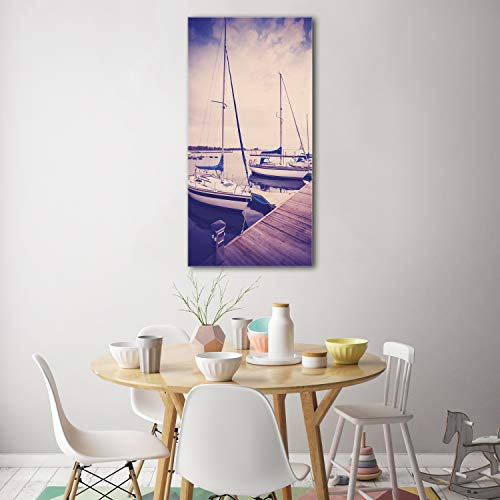 Impression sur verre acrylique 70x140 cm style vintage retro bleu de luxe - 4