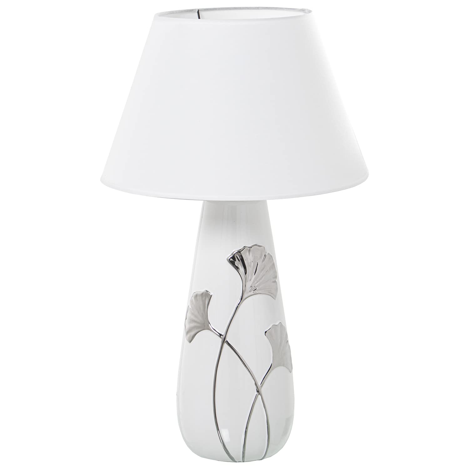 Lampe de table céramique blanche argentée luxe 35x58 cm