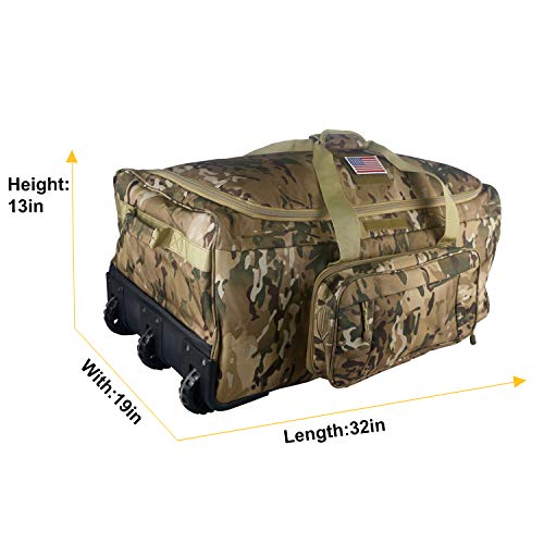 Military Wheeled Deployment Bag Tactical Camo Heavy Duty Duffel Bag