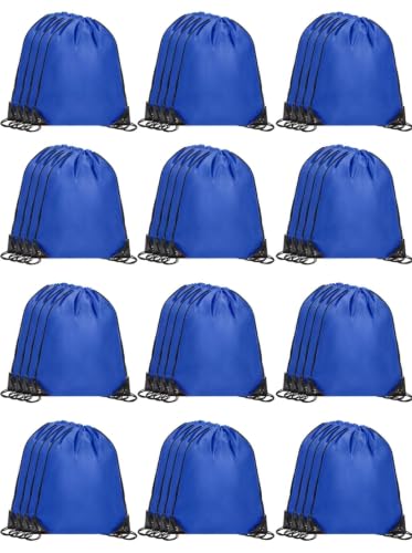 Image of ZenNex Drawstring Backpack, Nylon Cinch Sack Backpack for Sports Gym Beach, String Bag Bulk Assorted Colors (50, blue)