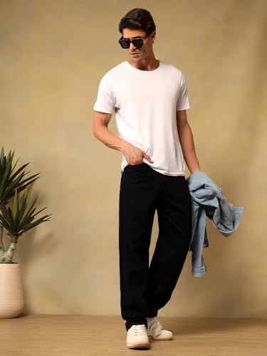 Image of KOTTY Mens Solid|Mid Rise| Coin Pocket|Button|Ankle Length|5 Pocket Jeans