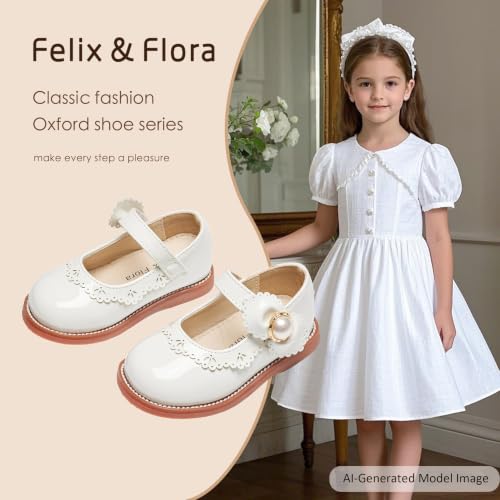 Image of Felix & Flora Toddler Little Girl Princess Dress Shoes-Mary Jane Flats for Girl Party School Shoes