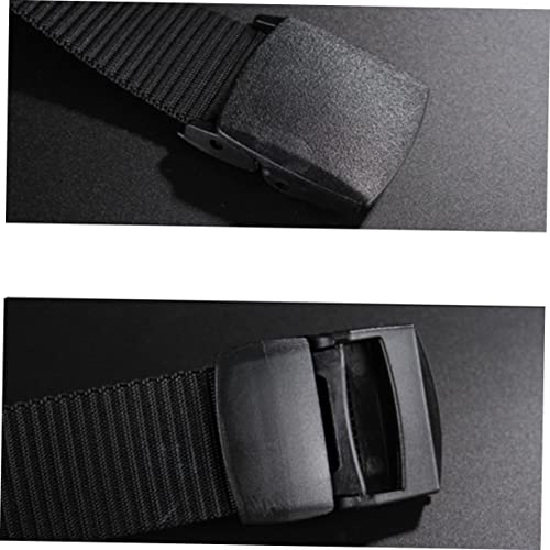 Men's Casual Canvas Belt Plastic Buckle Anti-Allergy Outdoor Web Belt for Travel (130cm Black)4