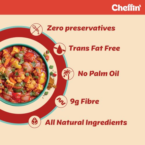 Image of Cheffin' Kadhai Veg Masala 285g | Chef Curated Gourmet Cooking Kit |Cooks 150-200g Veggies or Paneer| Ready in 10 mins| 100% Natural, No Preservatives | Just add Fresh Veggies or Paneer |Serves 2-3