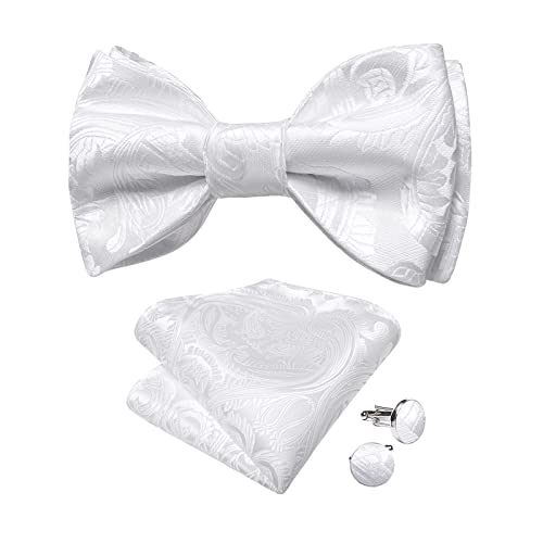 Image of DiBanGu Mens Silk Self Bow Tie Set 4PCS for Tuxedo Wedding