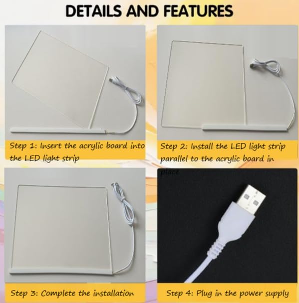 LED-Notiztafel – Leuchtende Zeichenplatte，Grau