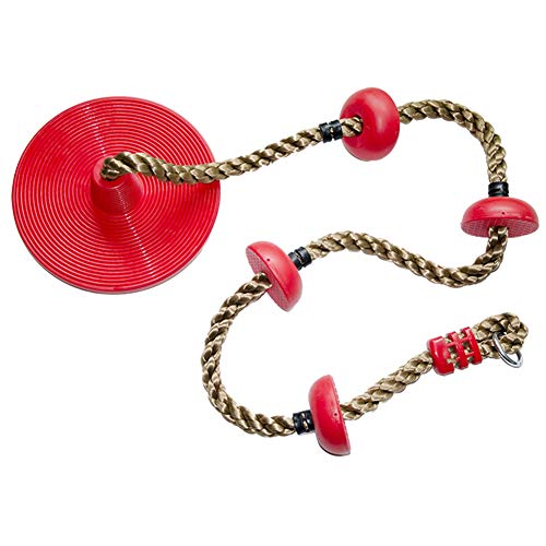 Armine88 - Cuerda de escalada para niños, con plataforma de soporte para los pies, cuerda de escalada para interior y exterior, árbol de escalada, No cero., rojo, Tamaño libre