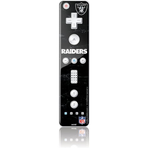 Skinit Decal Gaming Skin Compatible with Wii Remote Controller - Officially Licensed NFL Las Vegas Raiders Distressed Design