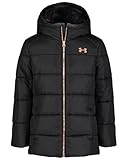 Vestes bouffantes Under Armour Parka fille Willow – manteau d’hiver très chaud, déperlant & respirant, doublure Butterfleece, matelassage isolant, capuche, noir/or, 12-13 ans